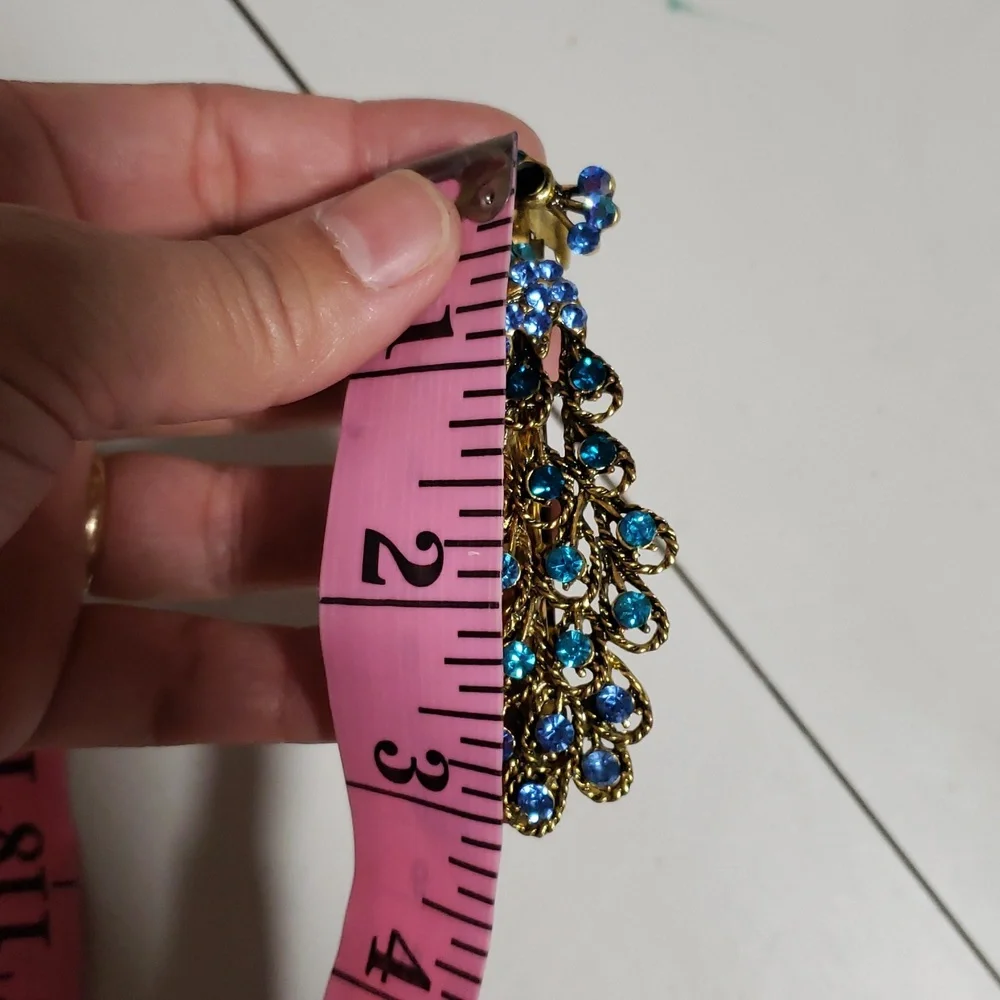 Vintage Womens Hair Barrette Peacock Rhinestone Hair Clip Victorian Timeless